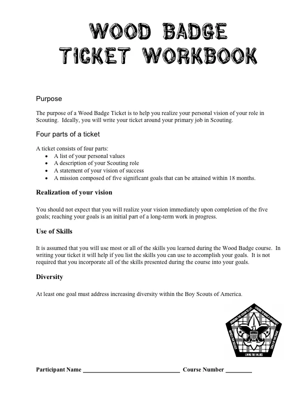 Wood Badge Ticket PDF