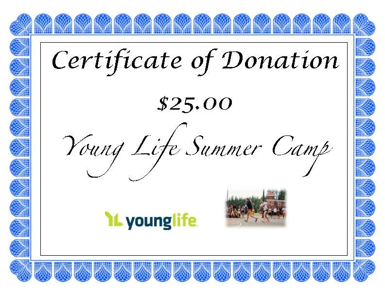 Woodleaf Camp Donation Certificate Template