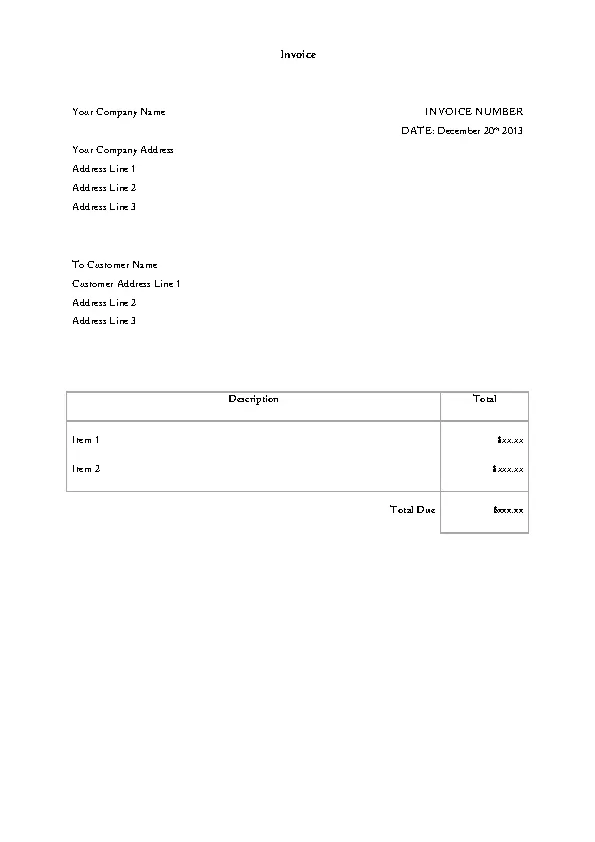 Word Invoice Template1
