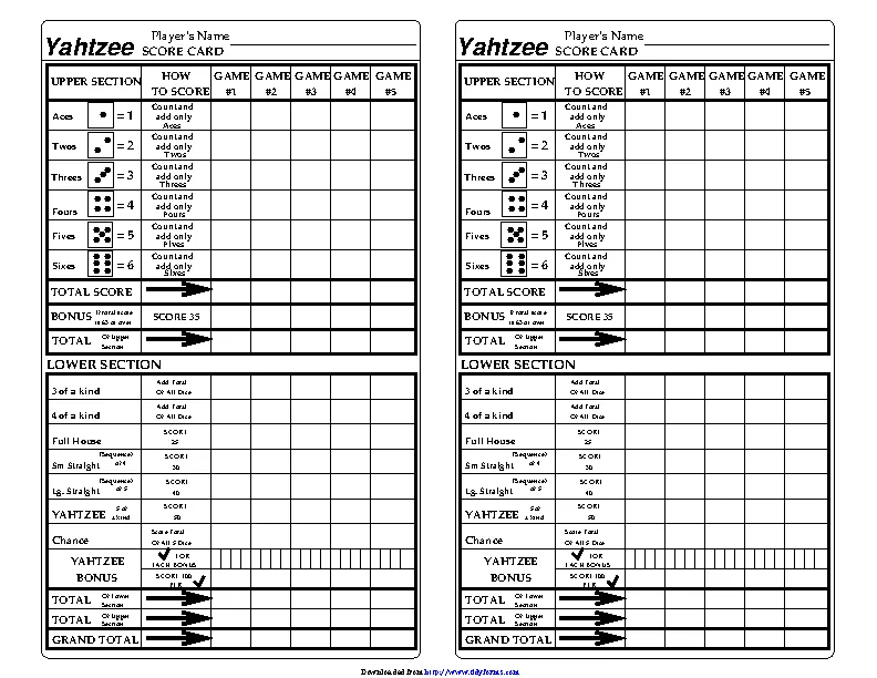 Free 9 Sample Yahtzee Score Sheet Templates In Google Docs Google