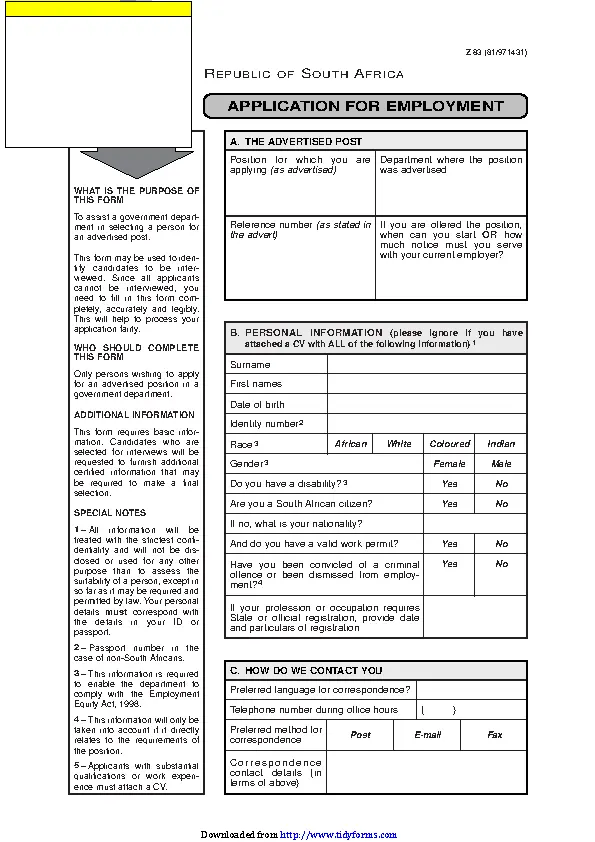 Z83 Application Form Fillable PDF Form
